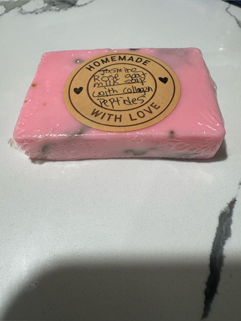 Rose & Jasmine goat milk soap with collagen peptides infused